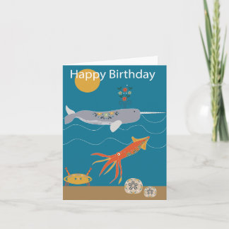 Carte d'anniversaire pour les animaux de mer