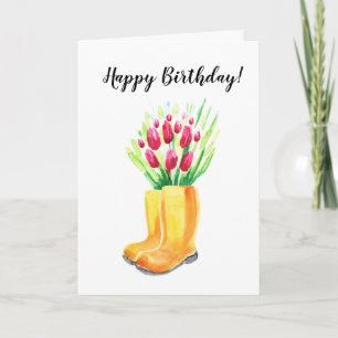 Carte d'anniversaire pour les tulipes printanières