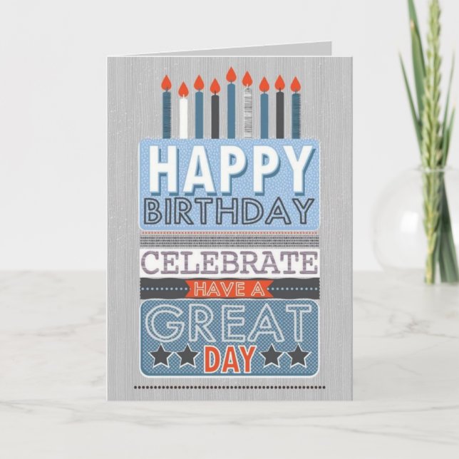 Carte d'anniversaire pour lui - Gâteau et bougies (Devant)