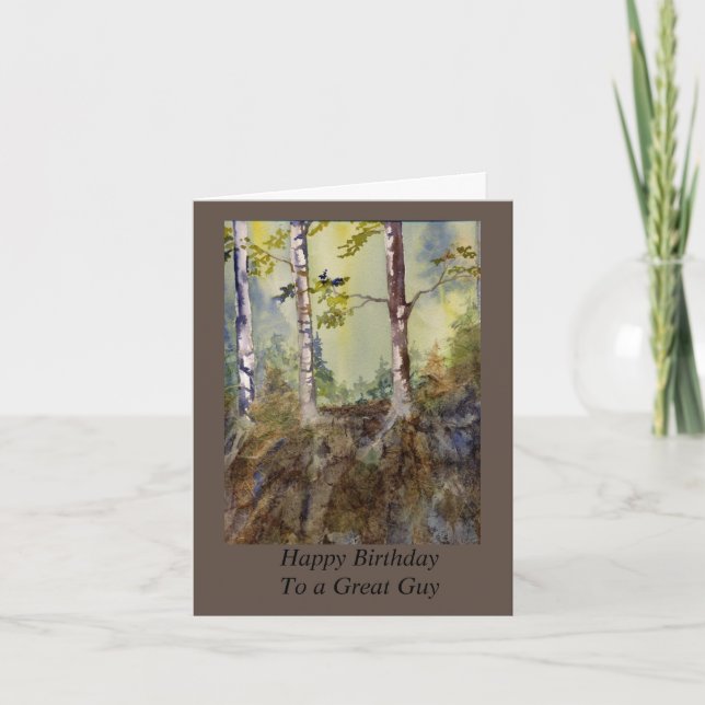 Carte d'anniversaire pour lui, masculin, arbres, n (Devant)