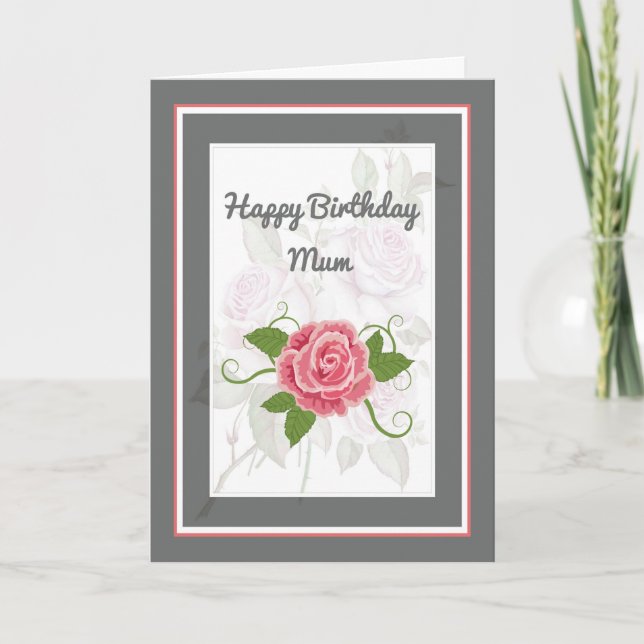 Carte d'anniversaire pour maman avec Rose (Devant)