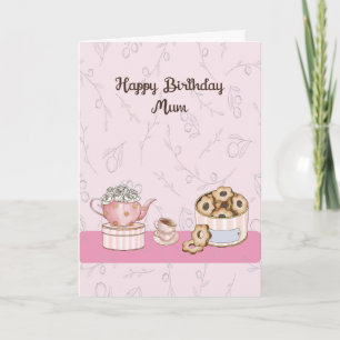 Carte d'anniversaire pour maman avec thé et poivro