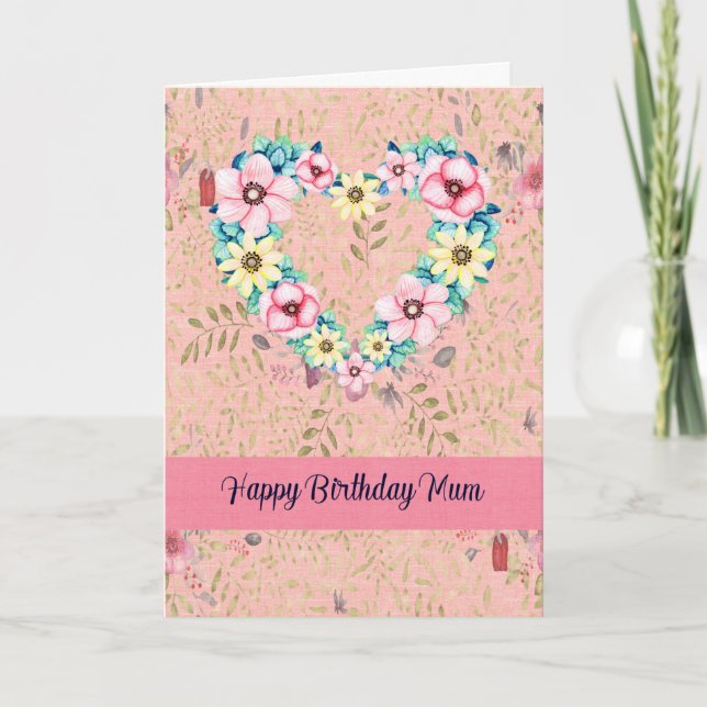 Carte d'anniversaire pour maman Floral Heart (Devant)