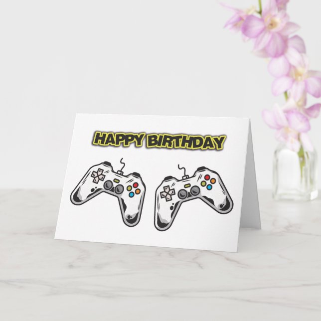 Carte d'anniversaire pour manettes de jeu (Orchidée)