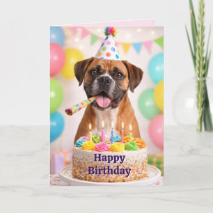 Carte d'anniversaire pour nièce avec un boxer mign
