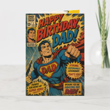Carte d'anniversaire pour papa en super-héros vint