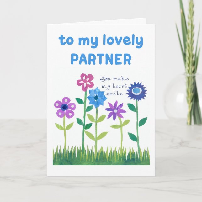 Carte d'anniversaire pour partenaire - Flower Powe (Devant)