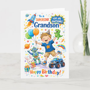 Carte d'anniversaire pour petit-fils Superstar