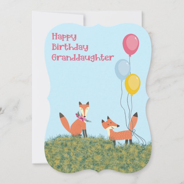 Carte d'anniversaire pour petite-fille avec renard (Devant)