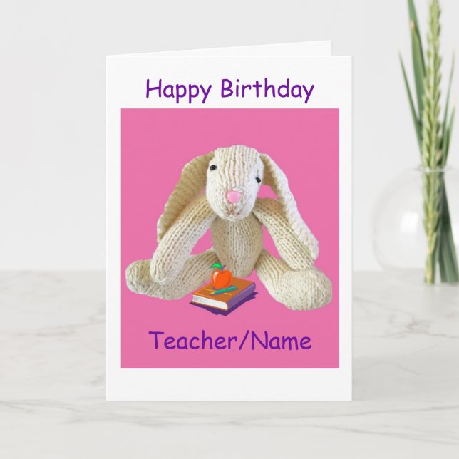 Carte d'anniversaire pour professeur lapin de Pâqu (Devant)