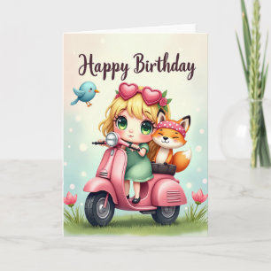 Carte d'anniversaire pour scooter fantaisiste