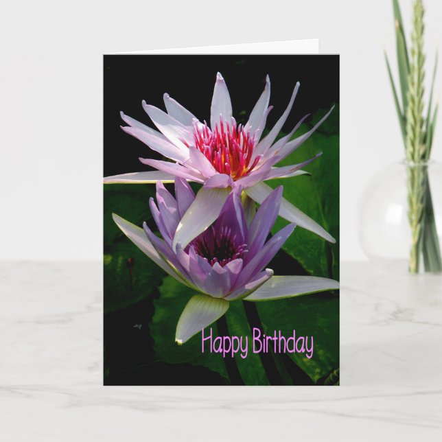 Carte d'anniversaire pour Soeur, Lys d'eau (Devant)