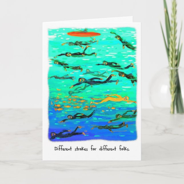 Carte d'anniversaire pour Triathlète - Golden Swim (Devant)