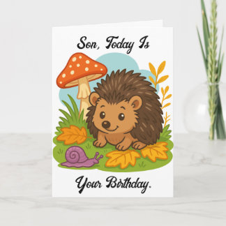 Carte d'anniversaire pour un fils avec un hérisson
