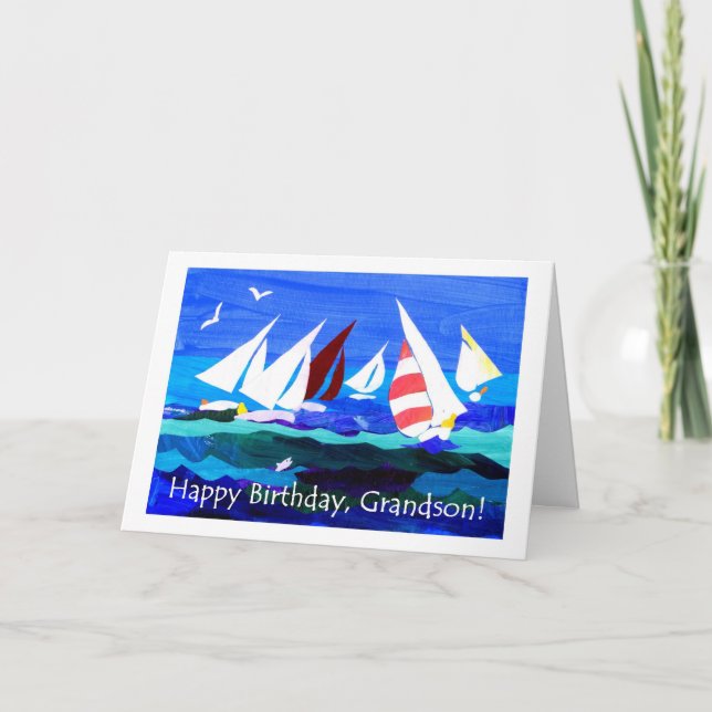 Carte d'anniversaire pour un petit-fils - Voile (Devant)