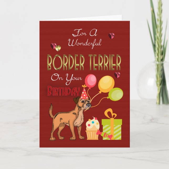 Carte D'Anniversaire Pour Un Terrier Frontalier Du (Devant)