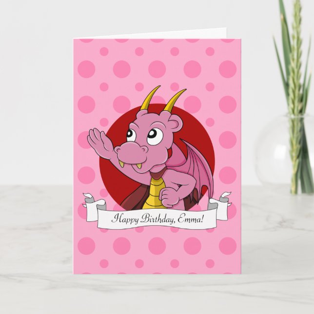 Carte d'anniversaire pour une fille avec dragon de (Devant)