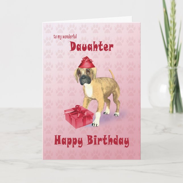Carte d'anniversaire pour une fille avec un chiot (Devant)