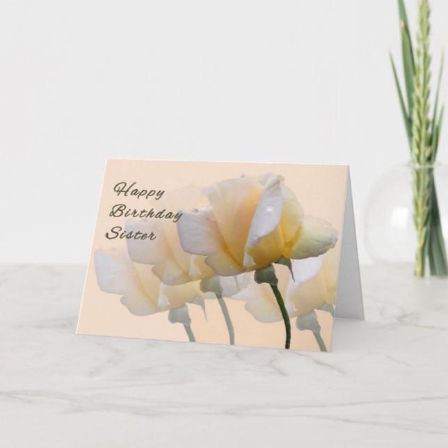 Carte d'anniversaire pour votre soeur aux roses ja (Devant)