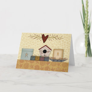 Carte d'anniversaire primitive de collection