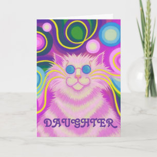 Carte d'anniversaire Psy-cat-delic Pink "Daughter"