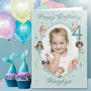 Carte d'anniversaire quatrième de sirène une photo