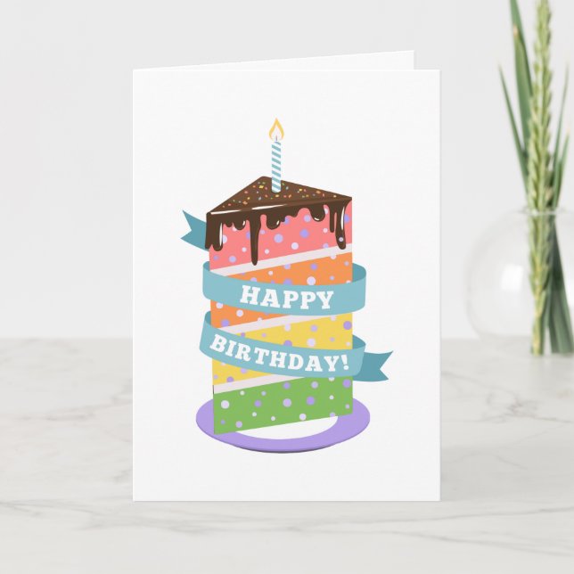 Carte d'anniversaire Rainbow Cake (Devant)