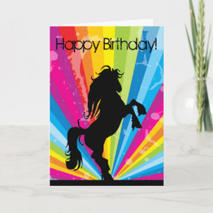 Carte d'anniversaire Rainbow Techno Silhouette Hor