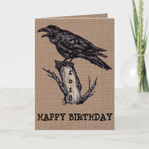Carte d'anniversaire Raven Burlap Personnalisation