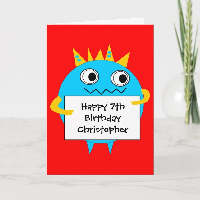 Carte d'anniversaire Red Blue Funny Monster (Devant)