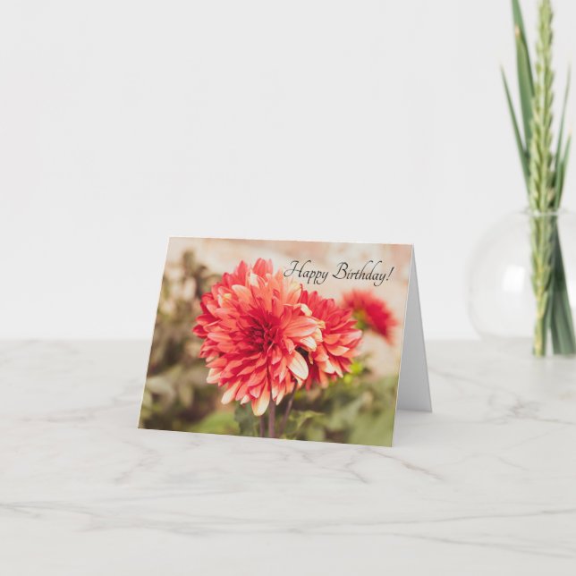Carte d'anniversaire Red Dahlias (Devant)