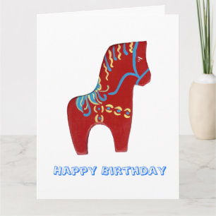 Carte d'anniversaire Red Dala Horse