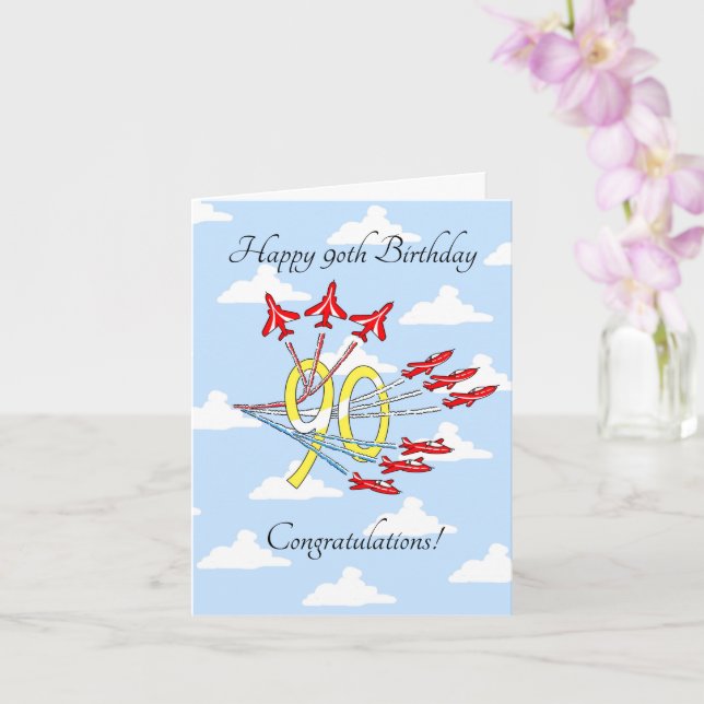 Carte d'anniversaire Red Jet Planes 90e (Blue Sky) (Orchidée)