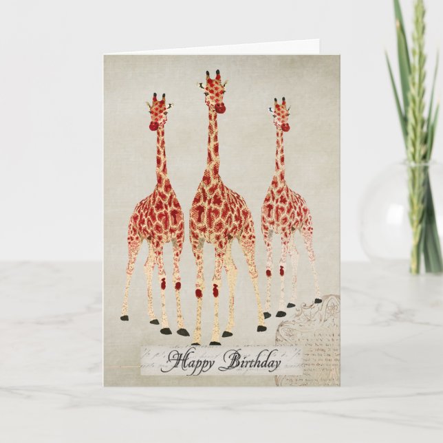 Carte d'anniversaire Red Rose Giraffes (Devant)