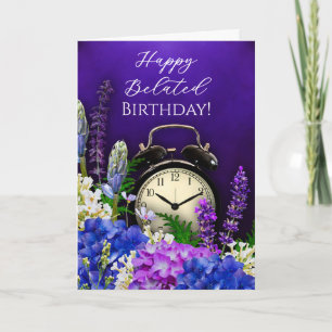 Carte d'anniversaire retardée à l'horloge florale