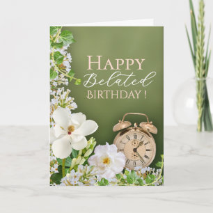 Carte d'anniversaire retardée florale botanique ve