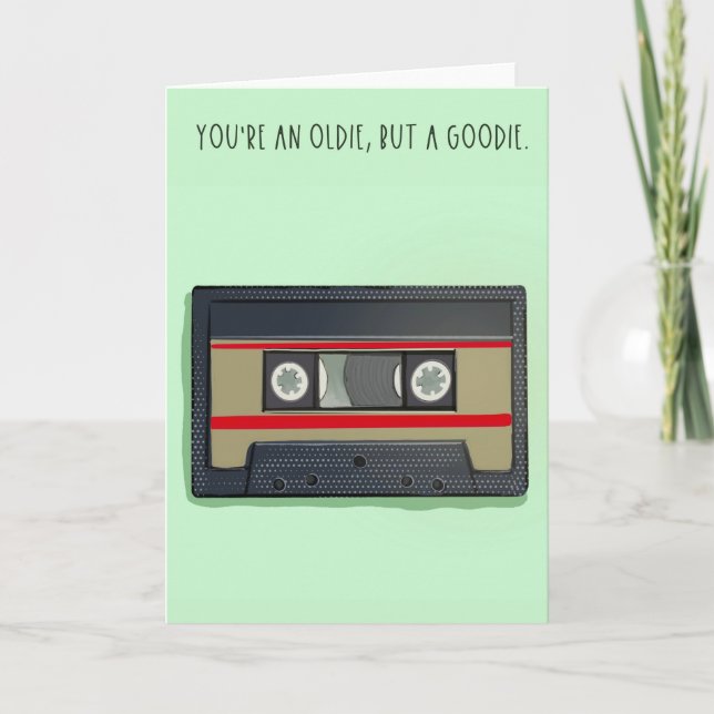 Carte d'anniversaire rétro amusante cassette (Devant)