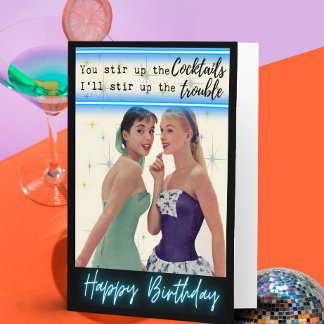 Carte d'anniversaire rétro drôle Meilleure amie-Im