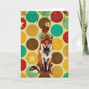 Carte d'anniversaire Retro Fox & Owl