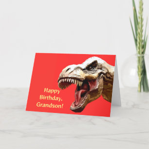 CARTE D'ANNIVERSAIRE ROARING T-REX GRANDSON