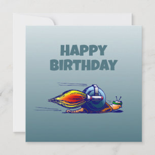 Carte d'anniversaire Rocket Snail Flat