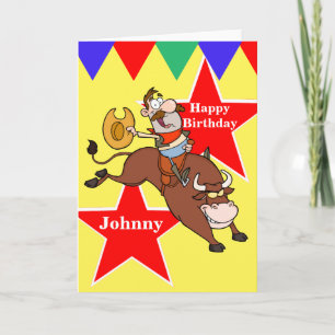 Carte d'anniversaire Rodeo Cowboy Bull Rider