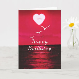 Carte d'anniversaire romantique avec Sea Sunset He