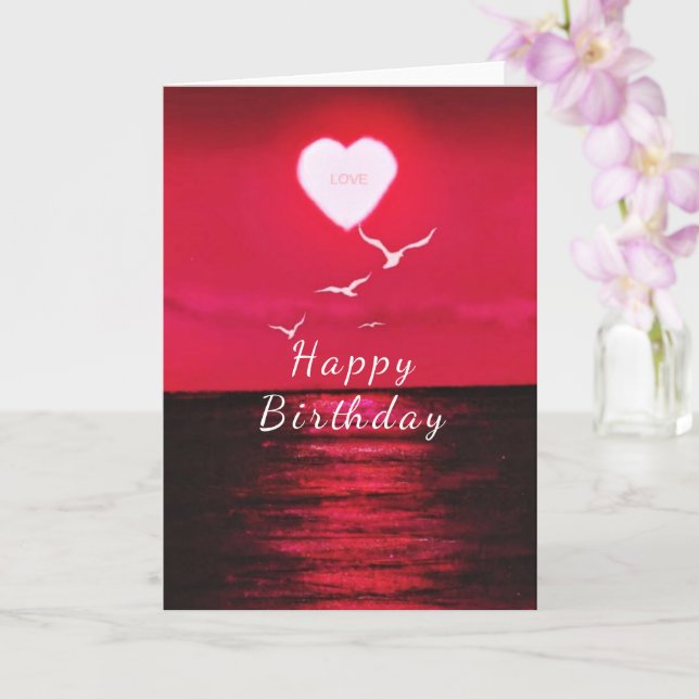 Carte d'anniversaire romantique avec Sunset Love H (Orchidée)