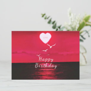 Carte d'anniversaire romantique Coucher de soleil 