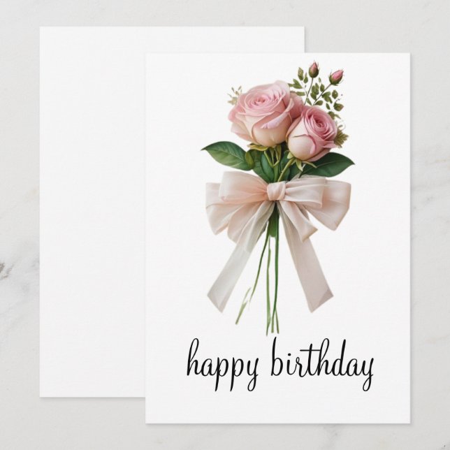 Carte d'anniversaire romantique florale heureuse (Devant / Derrière)