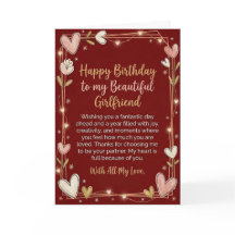 Carte d'anniversaire romantique pour ma belle peti