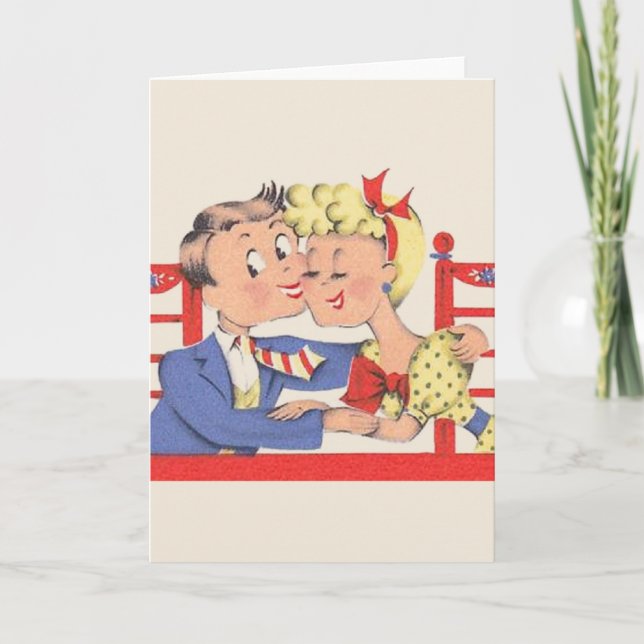 Carte d'anniversaire romantique rétro Couple (Devant)
