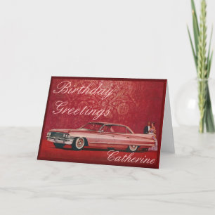 Carte d'anniversaire rose de Cadillac