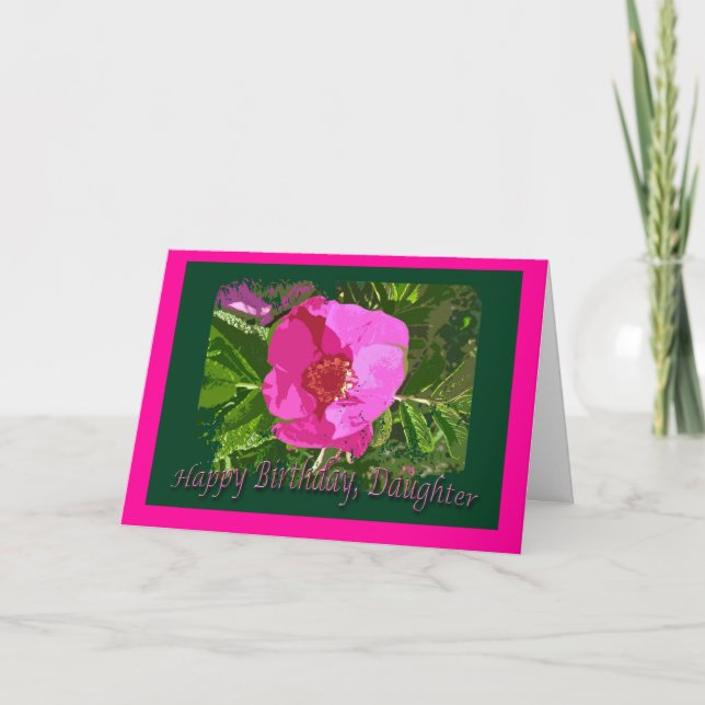Carte d'anniversaire rose de fille de plage (Devant)